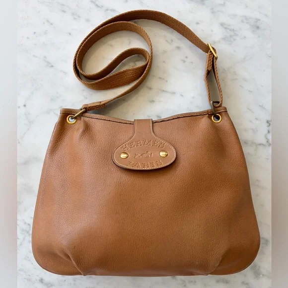 HERMÈS VTG ‘87 Fjord Rodeo Berline shoulder bag, Gold/gold, circleQ,GUC - Picture 3 of 16